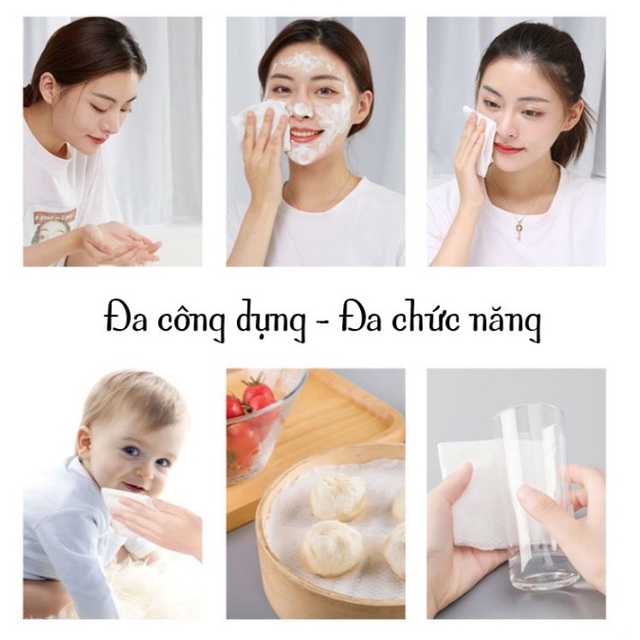 [Bịch Màu Hồng] Khăn Mặt Khô Đa Năng dùng 1 lần Animerry lau mặt lau khô, lau ướt