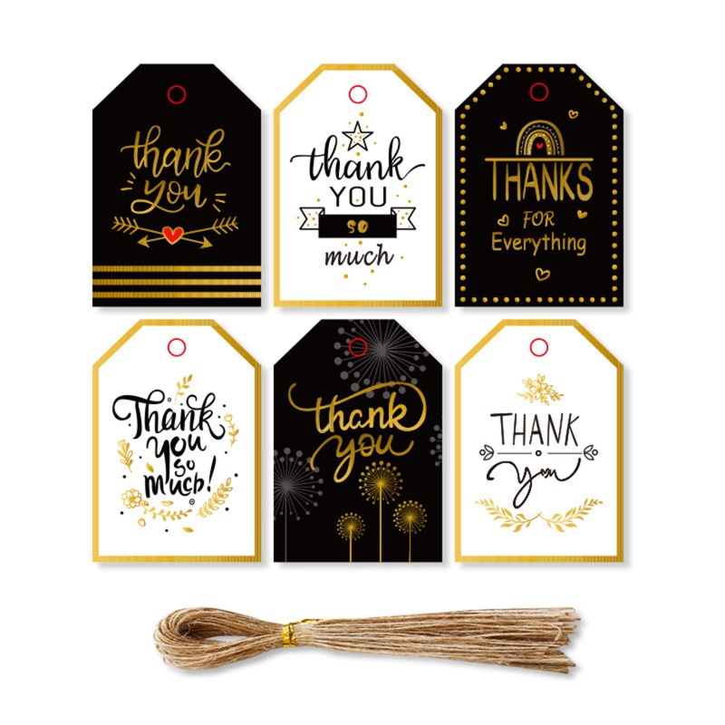 Set 48 Thẻ Giấy Khắc Chữ thank you Kèm Dây Treo Trang Trí Tiệc Cưới 1