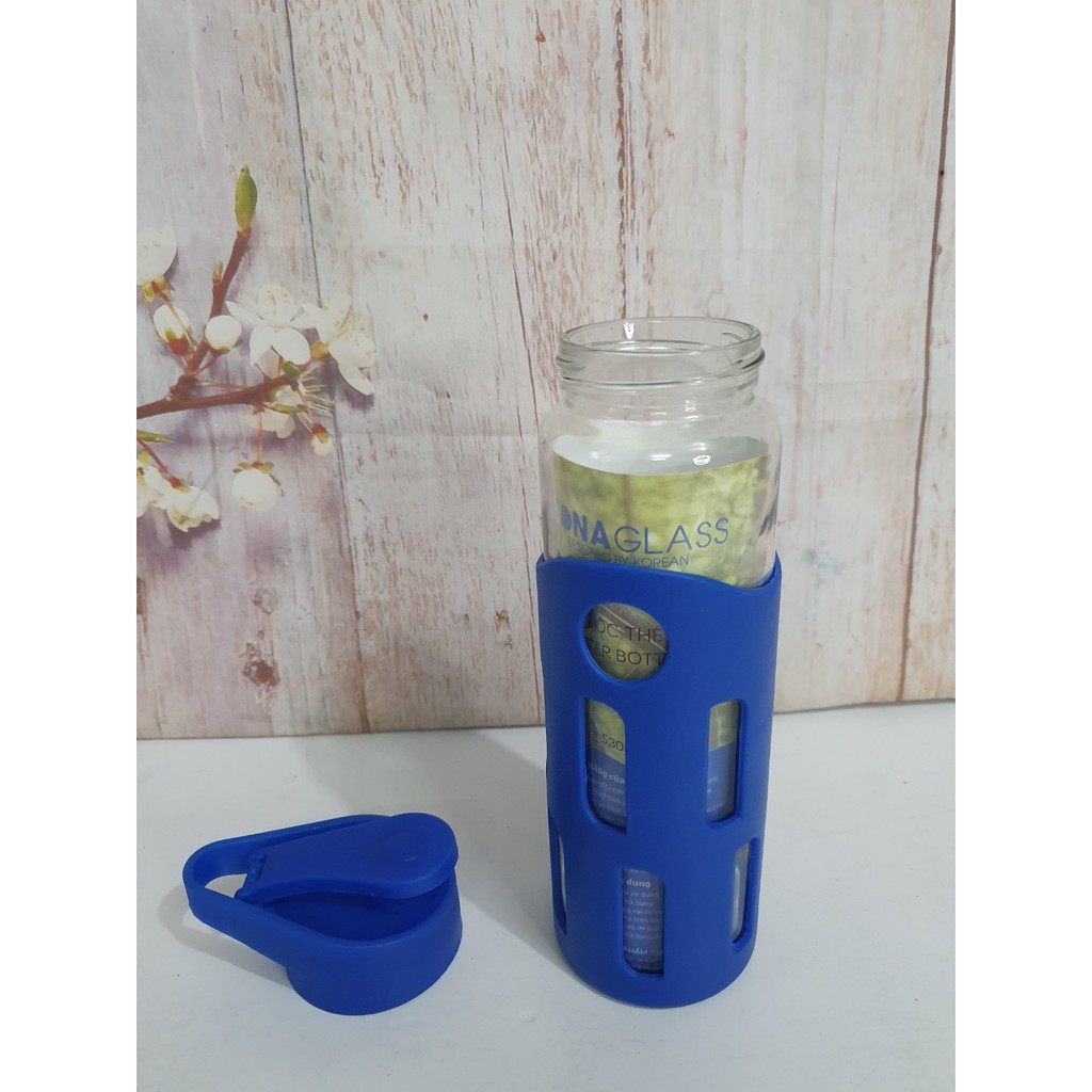Bình thủy tinh thể thao Tona Glass có bọc nhựa chống bể vỡ