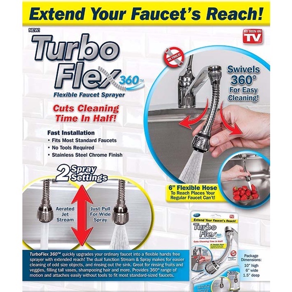 Vòi Nước Tăng Áp Xoay 360 Độ Turbo Flex