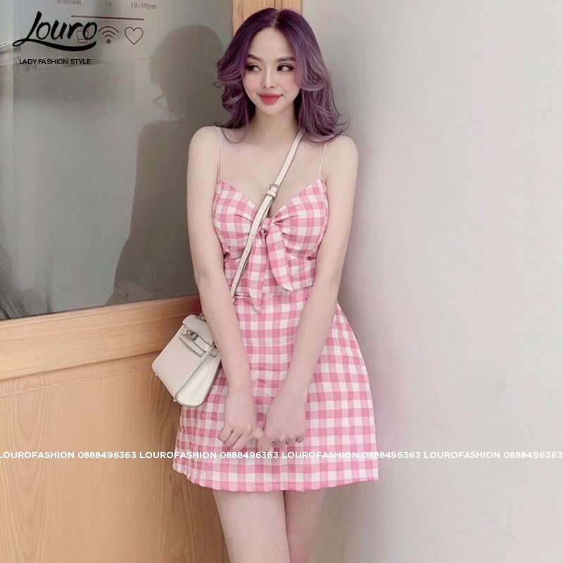 Váy 2 dây caro dây mảnh, mẫu váy hè nữ đi biển, đi chơi, có thể mặc kết hợp áo khoác ngoài hoặc không đều đẹp -L066 | BigBuy360 - bigbuy360.vn