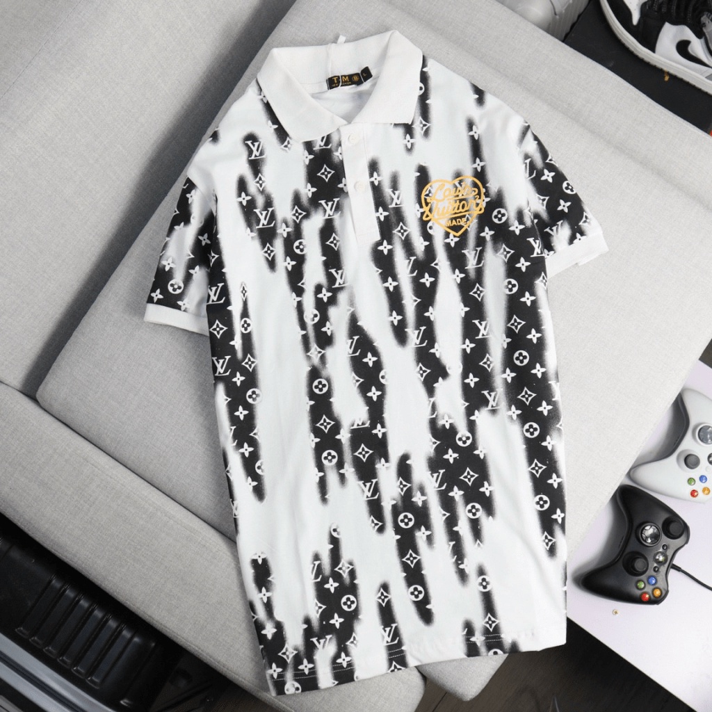 Áo Thun Nam Cổ Trụ Loang Màu Logo Đẹp Form Chuẩn Đủ Size Co Giãn Tốt Phong Cách Trẻ Trung Lịch Lãm [NEW UNISEX]