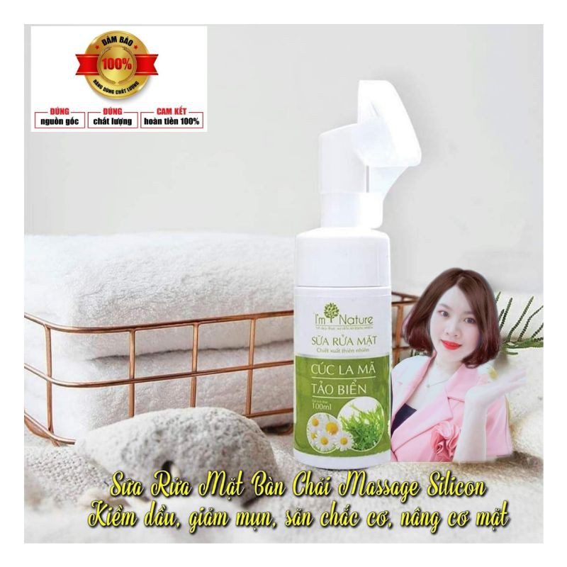 Sữa Rửa Mặt Đầu Cọ Cúc La Mã Tảo Biển Giúp Sáng Da Ngừa Mụn Im Nature 100ml