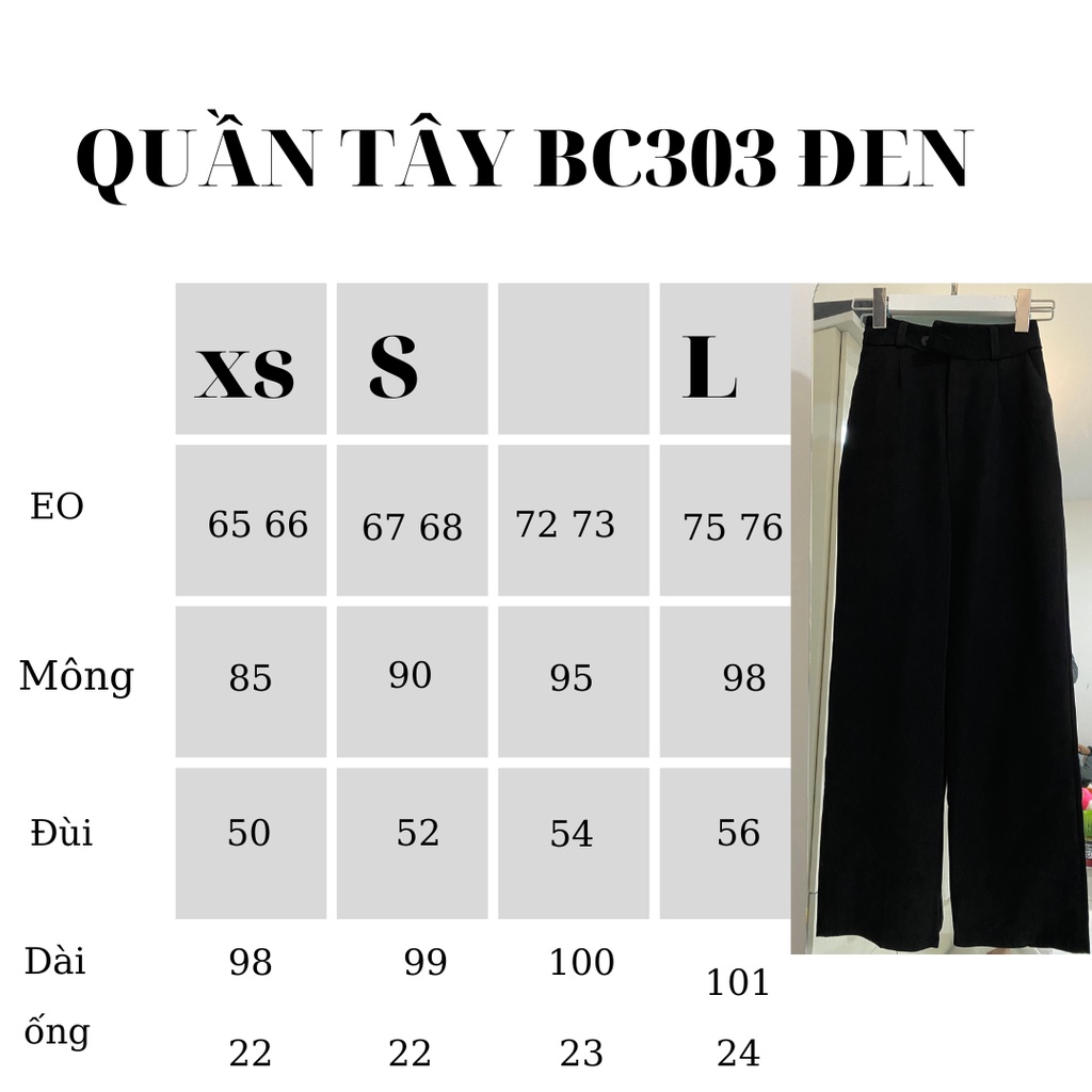 Quần Tây Ống Suông Lưng Cao Kéo Khóa Dáng Dài 100cm ( Đen - Xám - Nâu bò) BC303