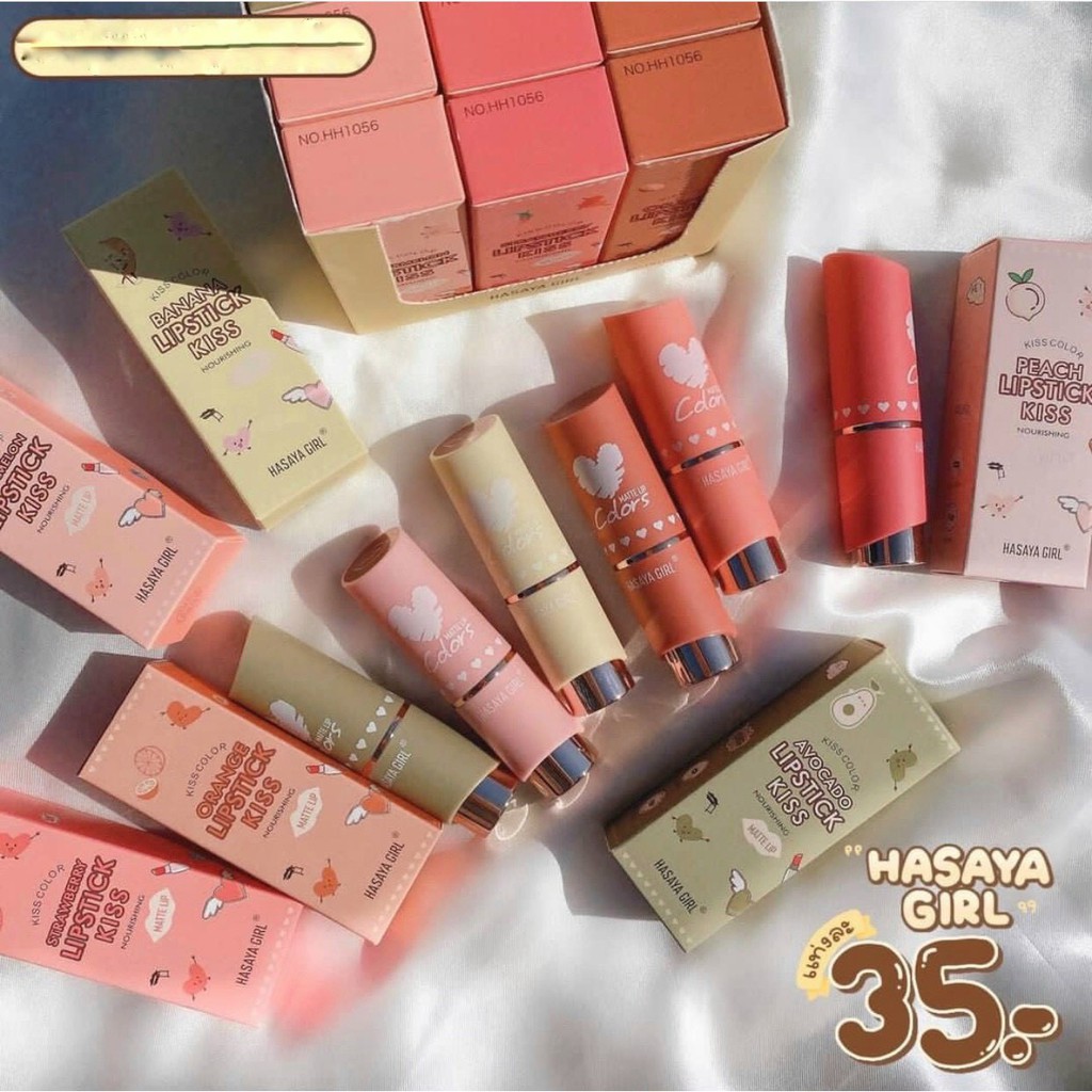 Son Thỏi Hasaya Girl Lipstick Kiss  DATE: 12/2023 ( Son Lì Nhiều Mùi Thơm)