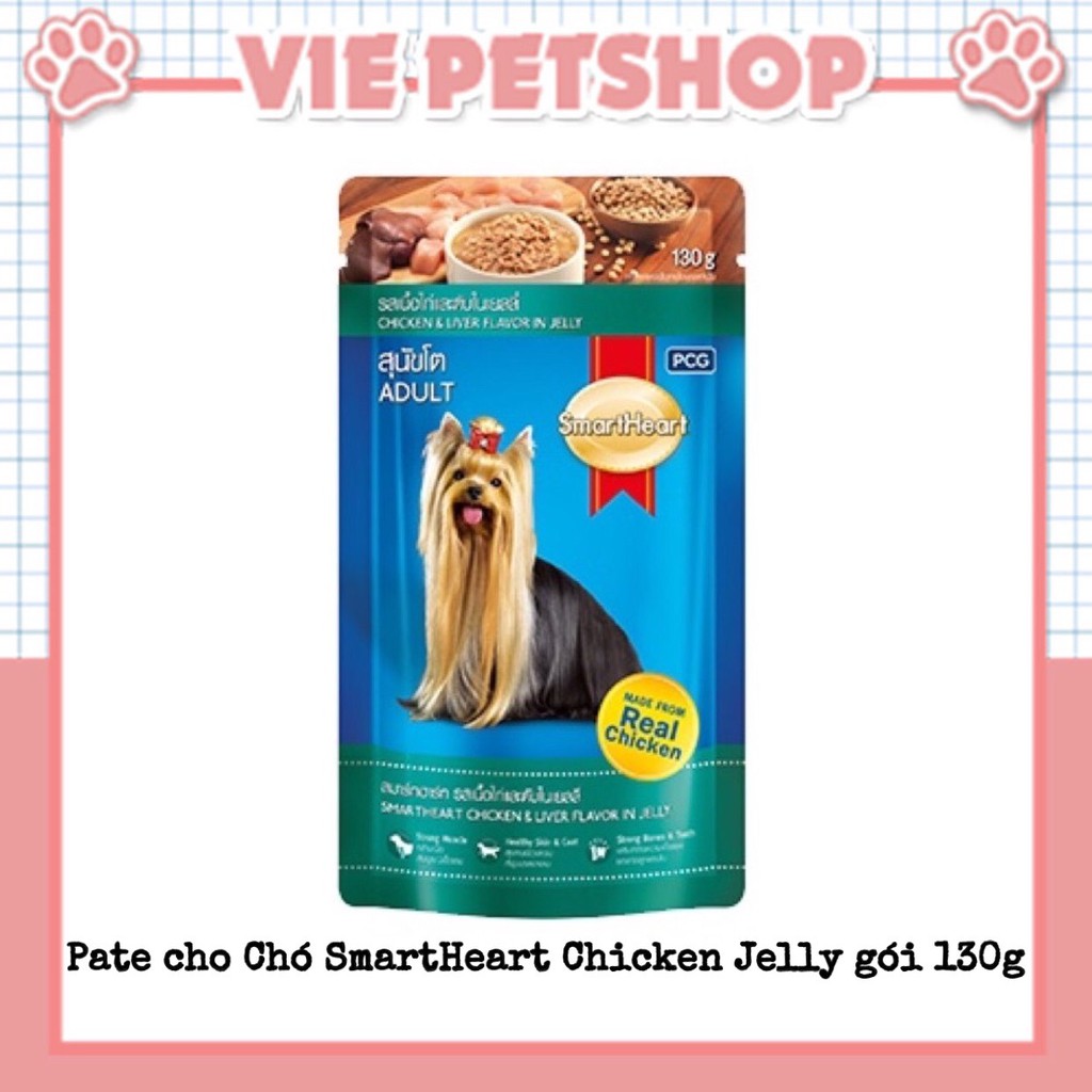 [TIẾT KIỆM] COMBO 3 Gói Pate cho Chó Lớn SMARTHEART Mix Đủ Vị Gói 130Gr | Vie PETSHOP