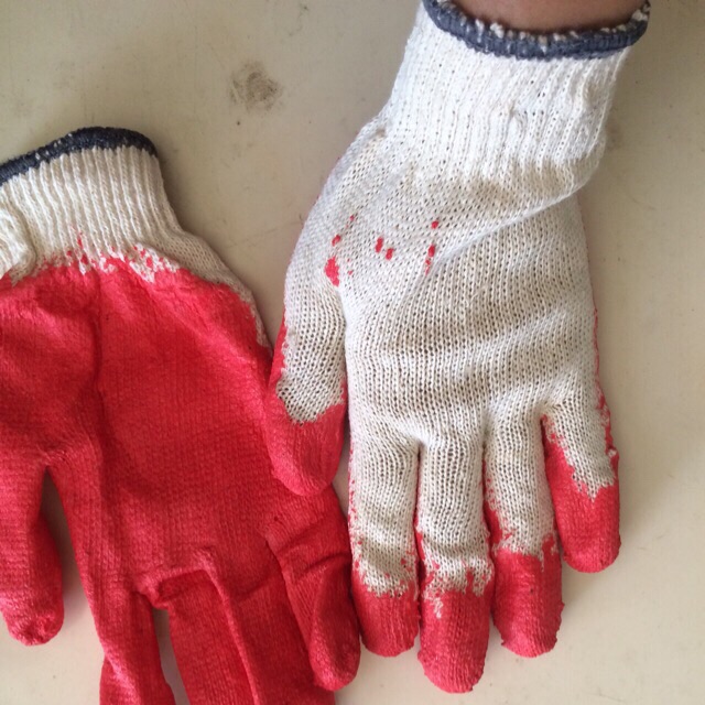 Găng tay bảo hộ phủ sơn đỏ (10 đôi)