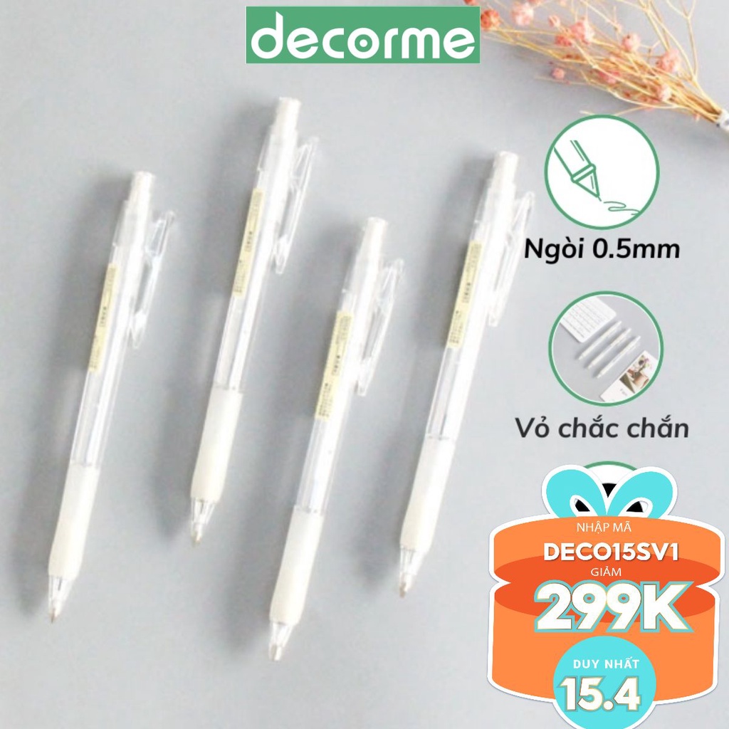 Bút Resun DecorMe Gel Bấm Ngòi 0.5mm Mực Đen Viết Sổ Muji Văn Phòng Phẩm