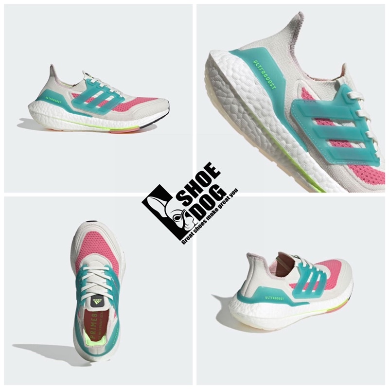 [Chính hãng Authentic] Giày Adi das đế Ultraboost 21 màu trắng hồng xanh thể thao siêu êm chân chạy bộ