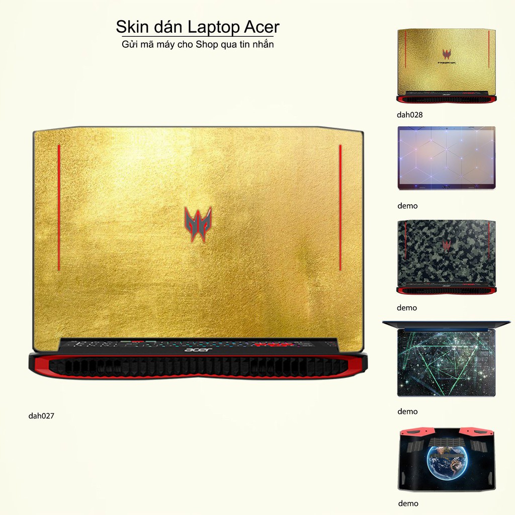 Skin dán Laptop Acer in hình vân vàng (inbox mã máy cho Shop)