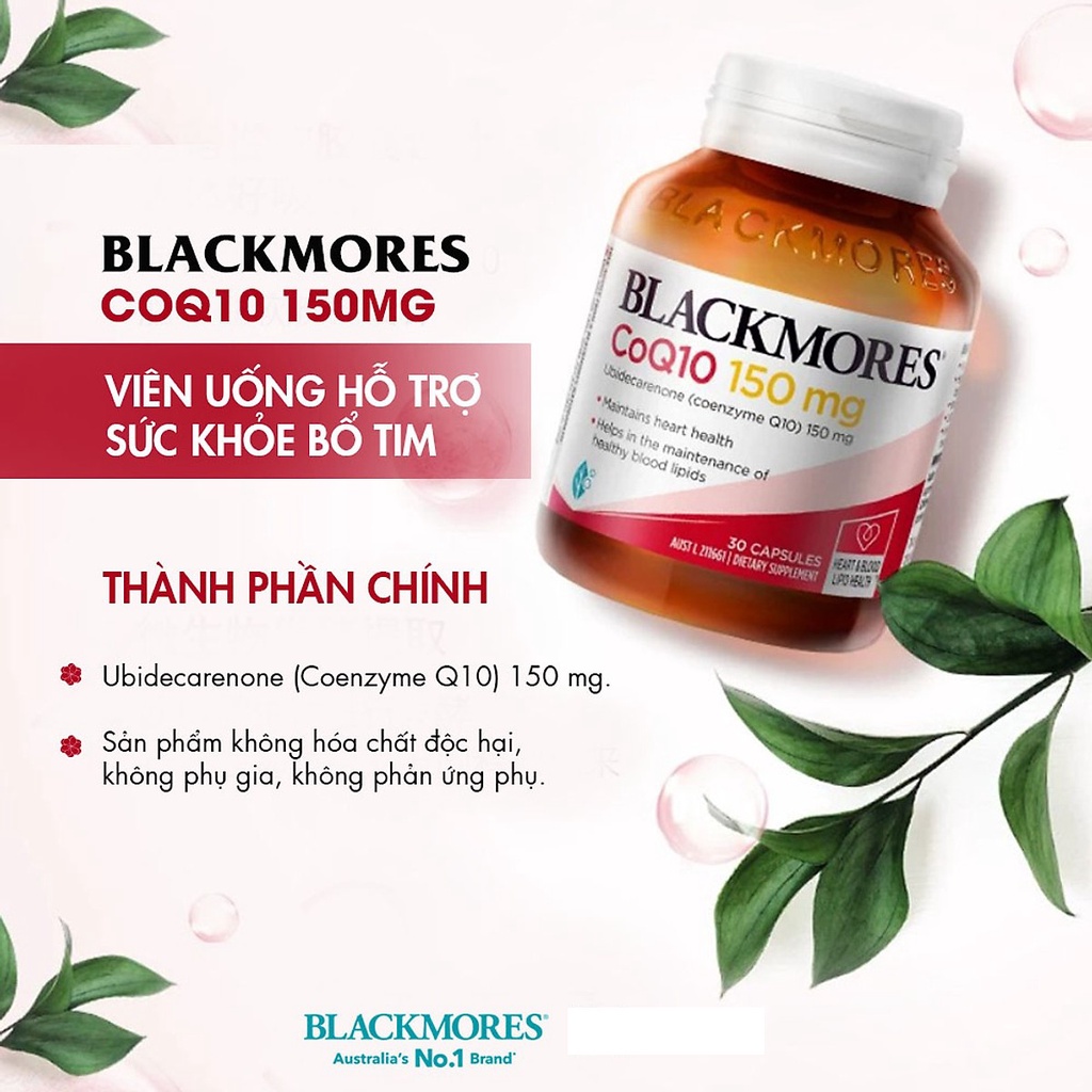 VIÊN UỐNG BỔ TIM MẠCH Coq10 150mg và 300mg BLACKMORES ÚC 30 VIÊN