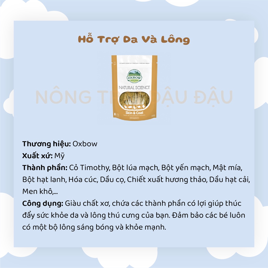 Viên Cỏ Oxbow Natural Science (Túi Nguyên) Bổ Sung Dinh Dưỡng, Hỗ Trợ Sức Khỏe Cho Thỏ, Bọ Ú, Chinchilla, Hamster