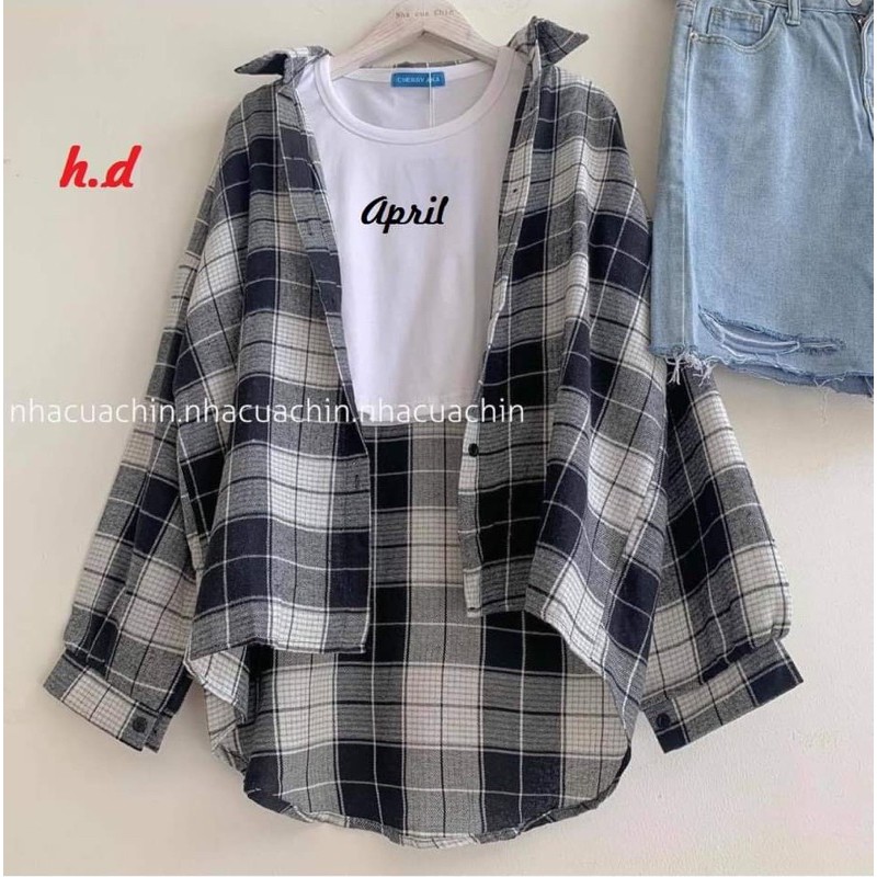 Sét áo sơ mi april +quần đùi bò rách gối HĐ12