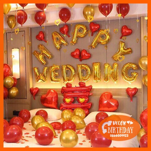 Set Trang Trí Phòng Cưới, Trang Trí Tiệc Cưới Siêu Rẻ CHỈ 149K Đầy Đủ Bóng Như Hình Tặng Kèm Đồ Bơm Băng Dính Bóng