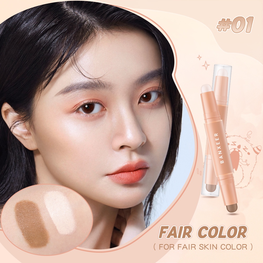 Bút tạo khối 2 trong 1 BANXEER 3D Hai Đầu Chống Thấm Nước Trang Điểm Tự Nhiên Contour & Highlight 4g