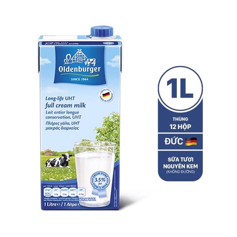 Sữa tươi nguyên kem 1.5%, 3.5%e Oldenberger Full Cream 1L - Hàng mới -15.03.2023