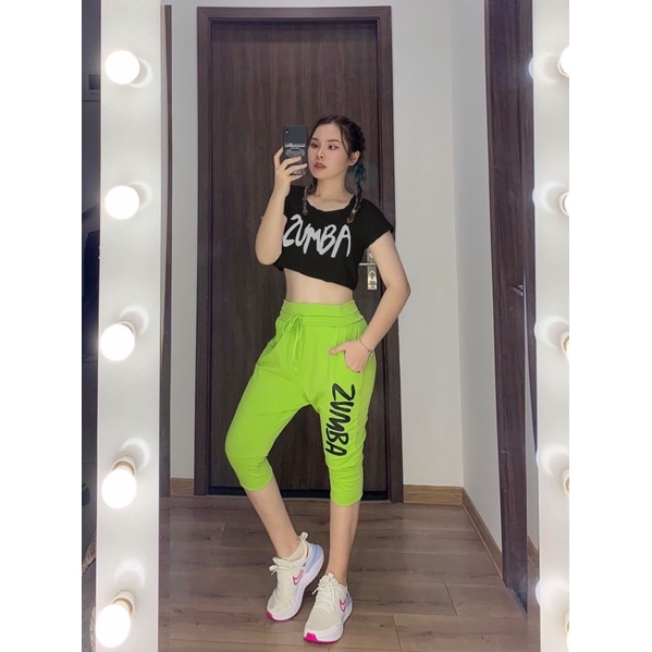 Đồ Tập Gym, Zumba, Aerobic, tập thể thao 🔥𝗖𝗨̛̣𝗖 𝗛𝗢𝗧🔥 Áo Croptop kết hợp Quần Lửng nữ  TẬP GYM, ZUMBA , YOGA, Thể thao