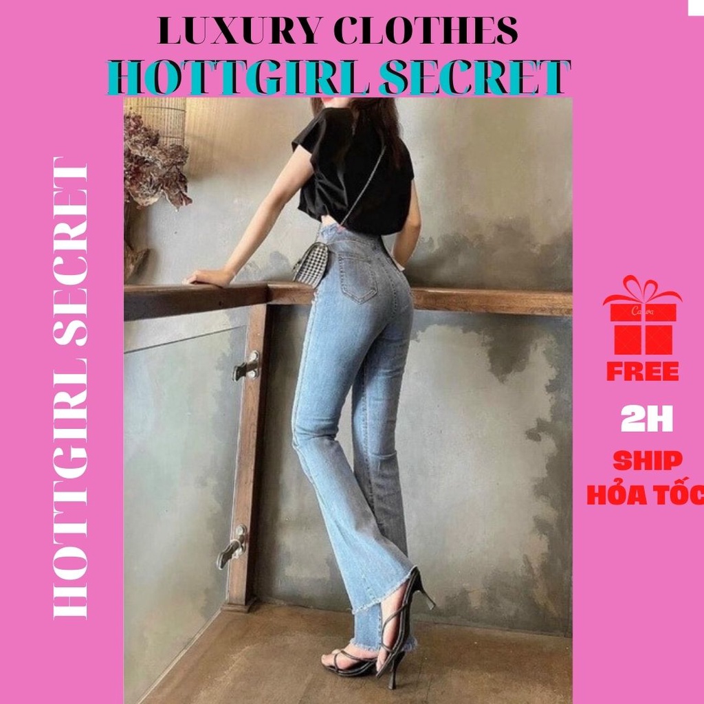 quần bò cạp cao kéo chân,tôn mông,siêu tôn dáng,quần jean ống loe co dãn 4 chiều thoải mái,độc quyền Hottgirl secret
