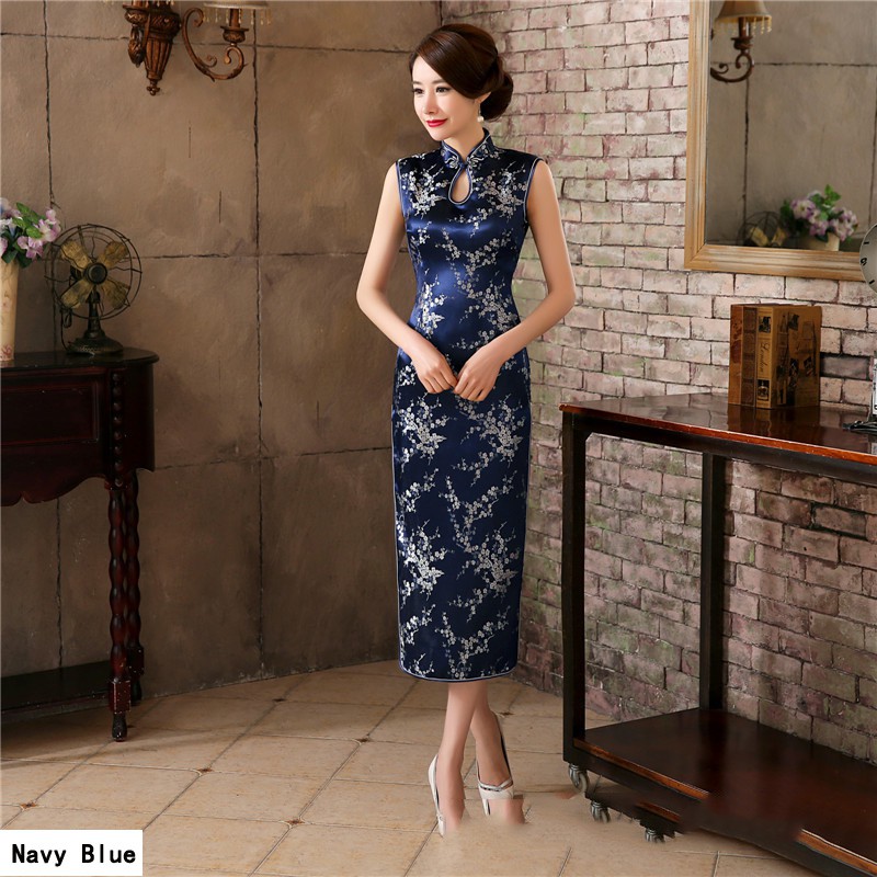 Chinese Cheongsam Dress Plum Novelty Costume Long Qipao Ceremonial Women Dresses