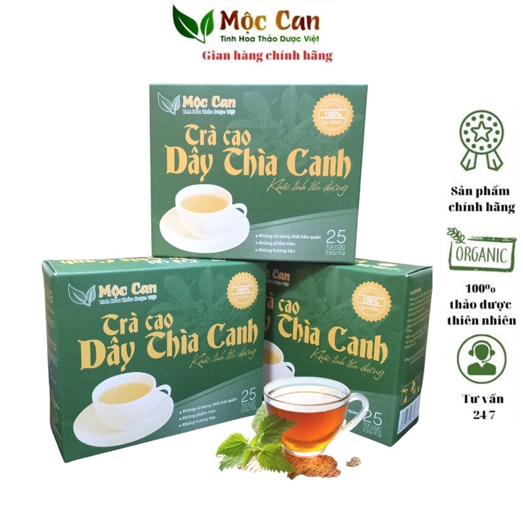 Trà Túi Lọc Cao Dây Thìa Canh Mộc Can Giúp Ổn Định Đường Huyết, Ngưng Biến Chứng Tiểu Đường Hộp 25 túi lọc