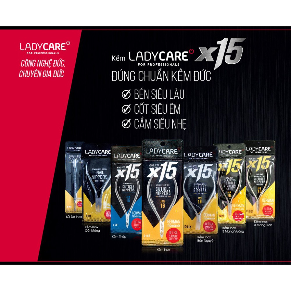 TT02 Kềm Inox cắt da Lady Care 2 mang (vuông, bán nguyệt) - Mua 1 kềm Inox tặng 1 kềm cùng loại TT02