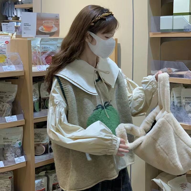 Cổ Phiếu Sẵn Sàng❤Ah F &amp; X Áo Sweater Dệt Kim Không Tay Dáng Rộng In Hoa Hồng Phong Cách Pháp Mùa Hè 2022 Cho Nữ