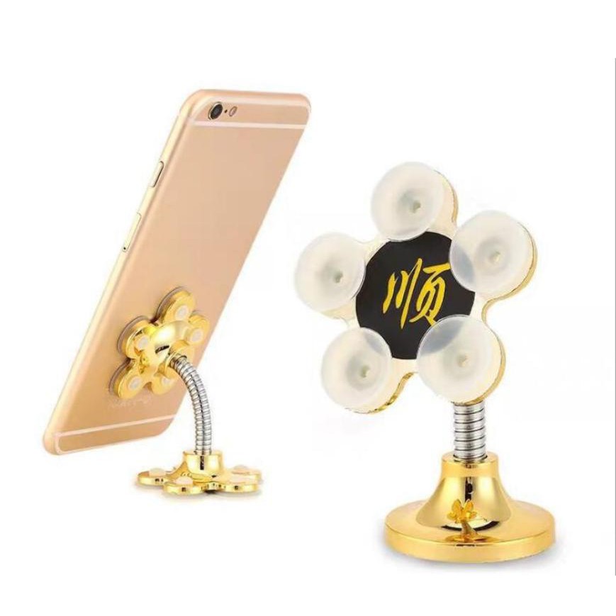 Giá đỡ điện thoại đế hút chân không 2 đầu hình bông hoa