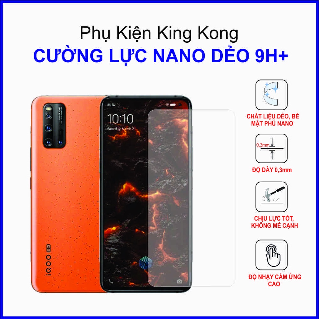 Dán cường lực Vivo IQOO 3 ,  cường lực nano dẻo 9H+
