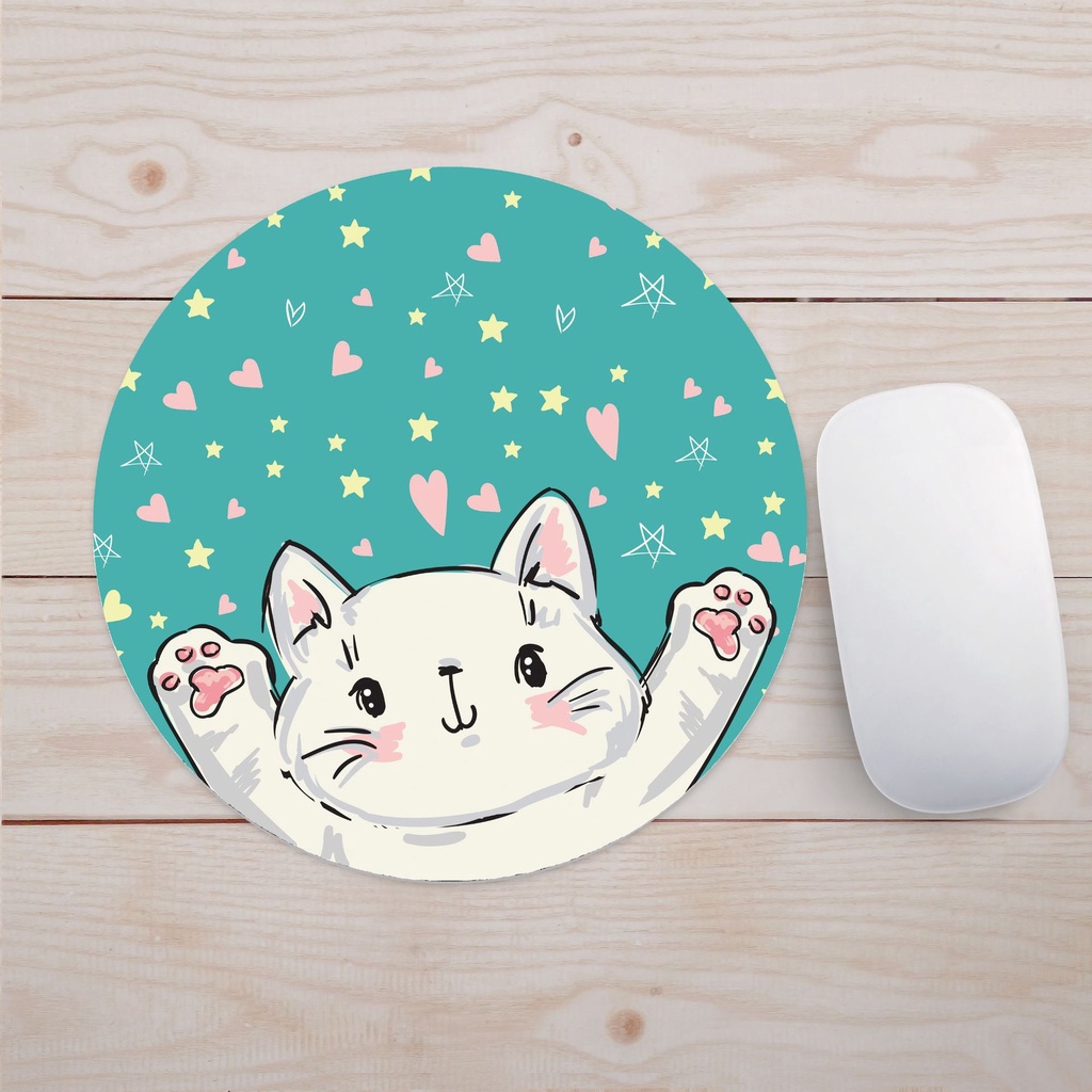 Lót chuột, bàn di chuột hình tròn 20x20cm họa tiết ngộ nghĩnh, cute