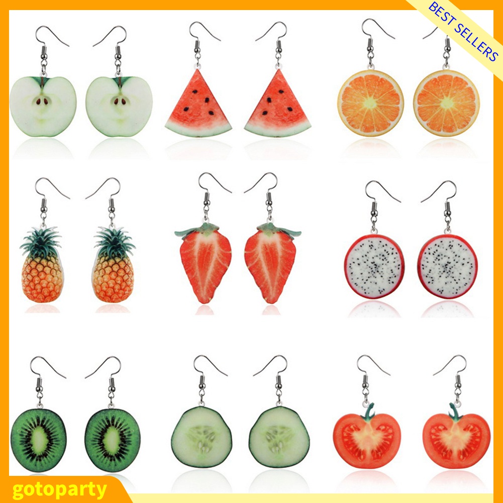 Bông tai nữ phối mặt hình trái cây đáng yêu thời trang