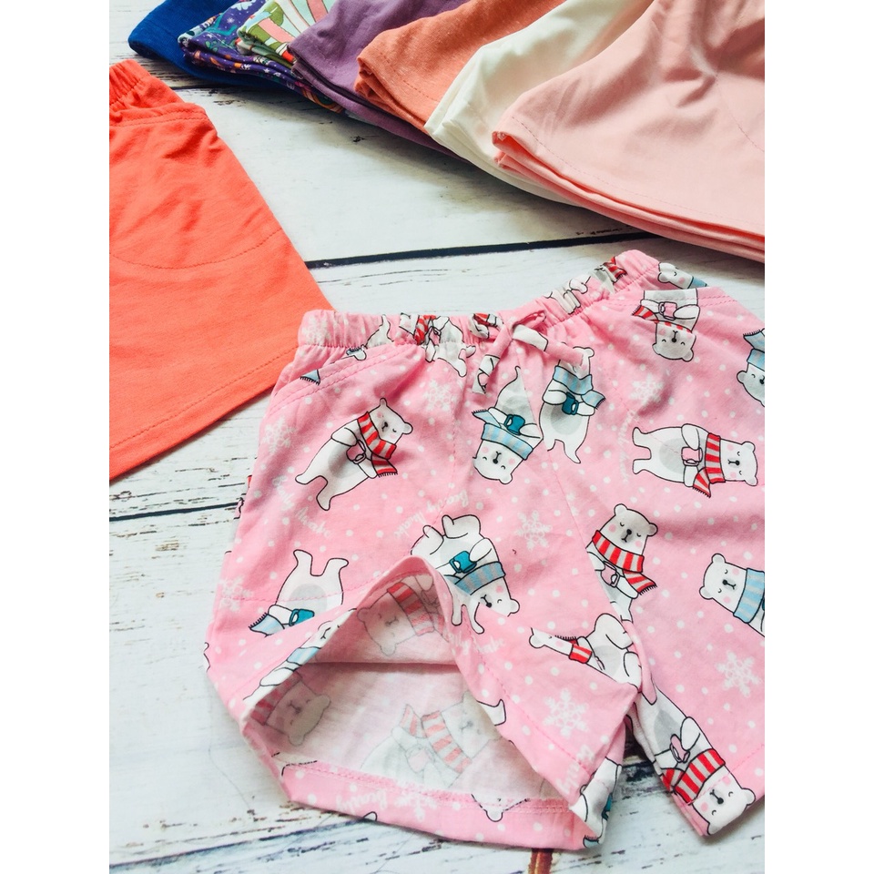 Quần thun bé gái cotton co giãn 4 chiều, quần đùi trẻ em, mặc nhà, mặc ngủ bé gái, cotton xuất dư mềm mịn thoáng mát