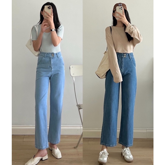 Quần jeans 2 cúc ống rộng (M8078) _ Q0121 | BigBuy360 - bigbuy360.vn