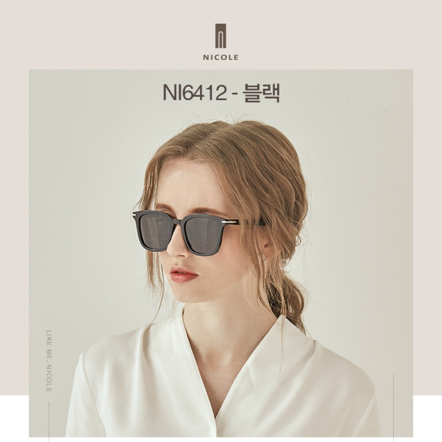 Kính râm chống tia UV hãng NICOLE Hàn Quốc mã NI6412 gọng vuông màu đen