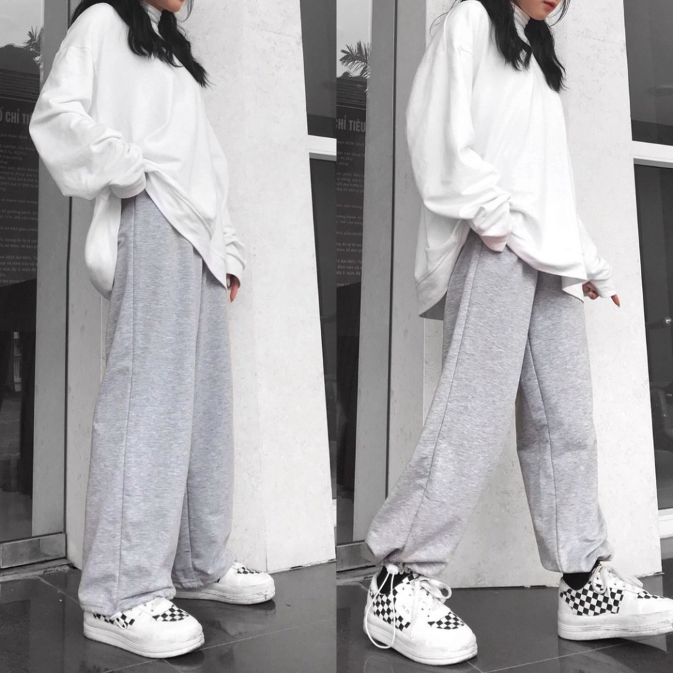 Quần Ống Rộng Jogger DORA Dây Rút Gấu Ulzzang - Kiểu quần jogger nữ cạp cao ống rộng Unisex - Leevin