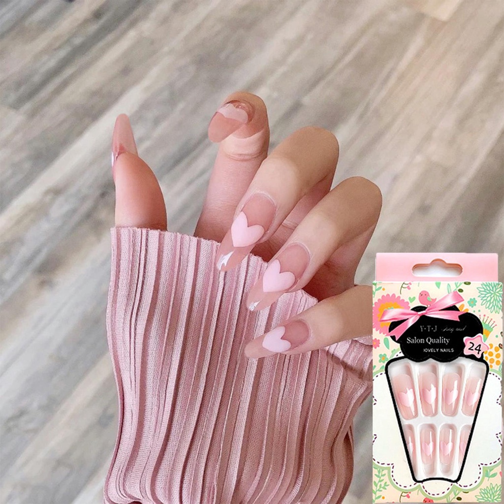 MIHAN1 Hộp 24 Móng Tay Giả Thời Trang Cho Nữ