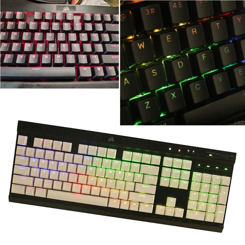 104 Nút chụp bàn phím PBT trong suốt cho bàn phím cơ Corsair RGB