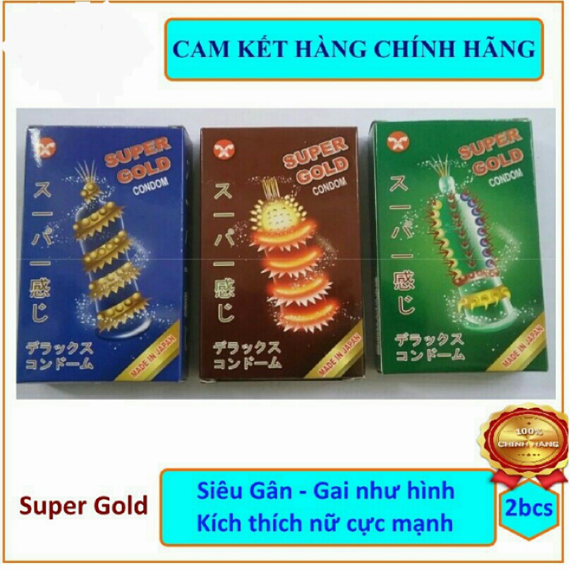 [Hot Hot] Bao Cao Su Super Gold Gai Râu- Bi Siêu Lớn -Hộp 2 Cái Khiến Nàng Phát Đ .i.ê.n