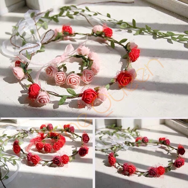 Vòng hoa đội đầu chụp ảnh kỉ yếu mẫu hoa đôi( khong kèm vòng tay)