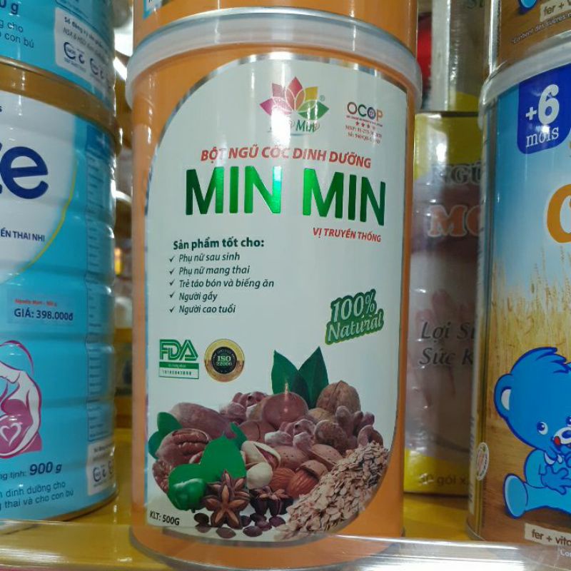 bột ngũ cốc dinh dưỡng Min Min ( mẫu mới lọ 500gr )