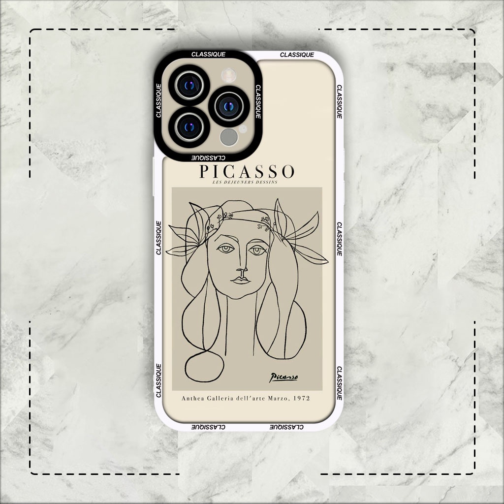 Ốp lưng iphone samsung xiaomi oppo cạnh vuông JM Case Picasso Chân dung