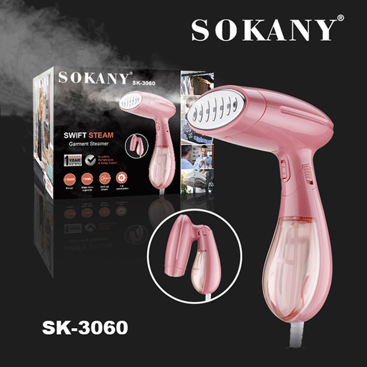 BÀN LÀ HƠI NƯỚC CẦM TAY SOKANY 3060 CÔNG SUẤT 1500W, BÀN ỦI HƠI NƯỚC SONAKY MẪU MỚI 2021