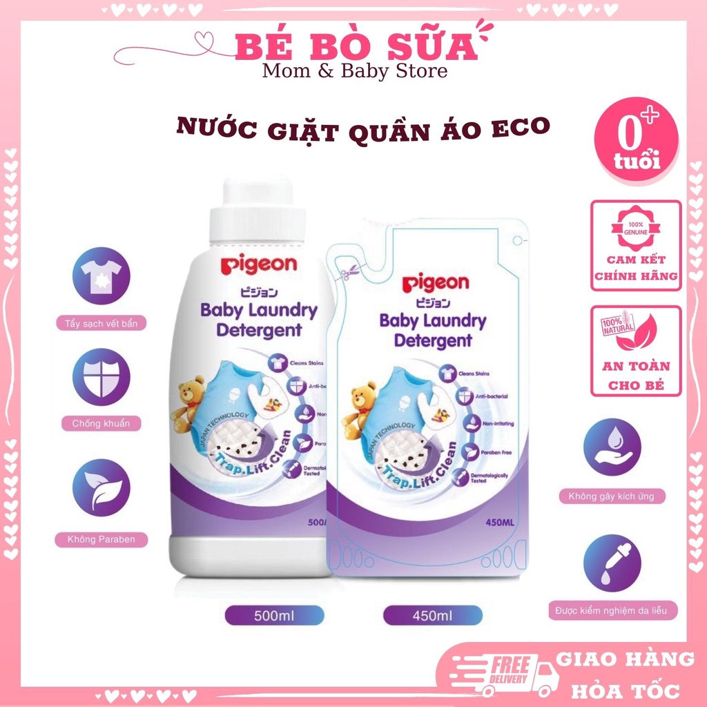 Nước giặt quần áo trẻ em Pigeon ECO Chai 500ml /Túi 450ml