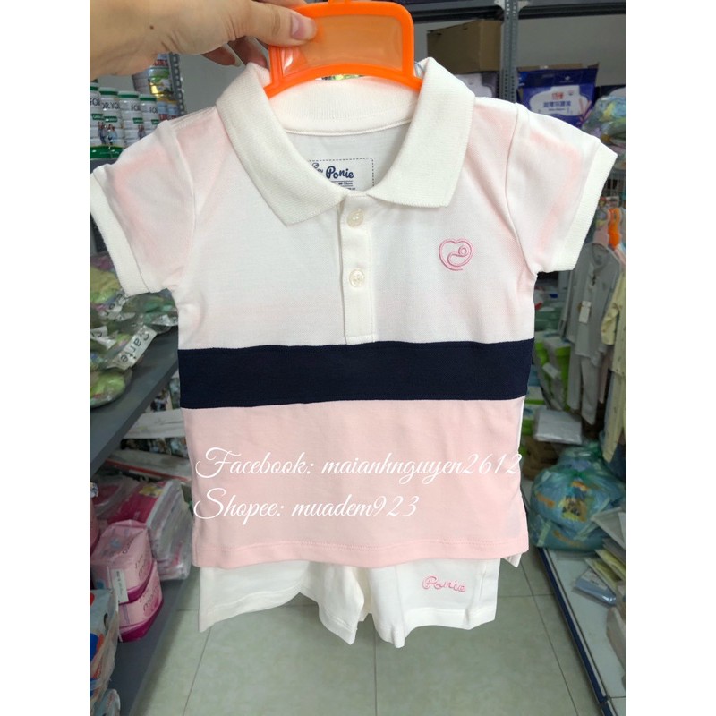 Bộ Polo cộc tay Ponie bé trai, bé gái hãng Bu baby