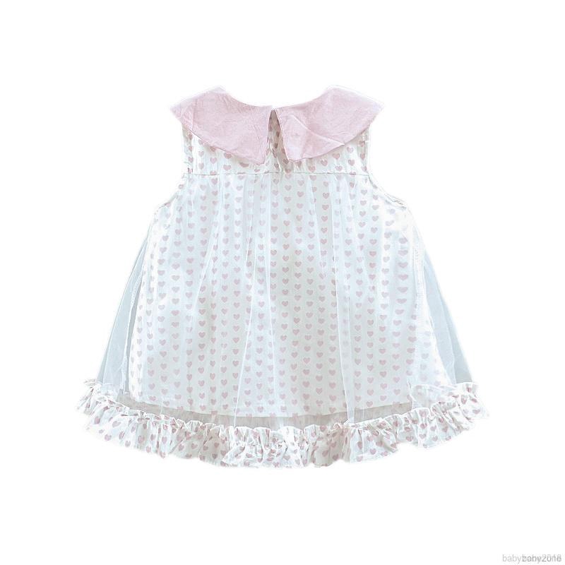 Đầm xòe không tay họa tiết trái tim xinh xắn cho bé gái