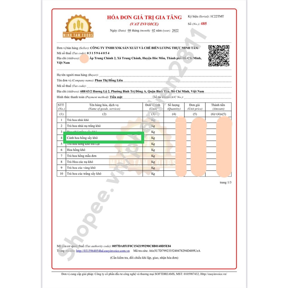 1Kg Cánh hoa hồng sấy khô