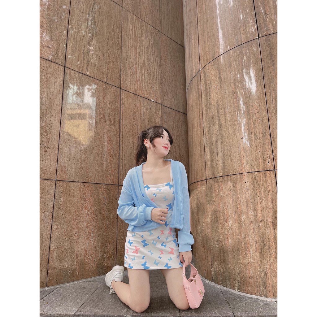 Bộ Áo Cardigan ống Croptop  Bướm  Set Áo Khoác Dài Tay Kèm Váy Áo ống DK-0046 | BigBuy360 - bigbuy360.vn