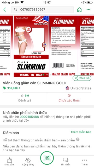 Giảm cân gold slimming dành cho cơ địa khó giảm ,nhờn thuốc không tác dụng phụ mỹ