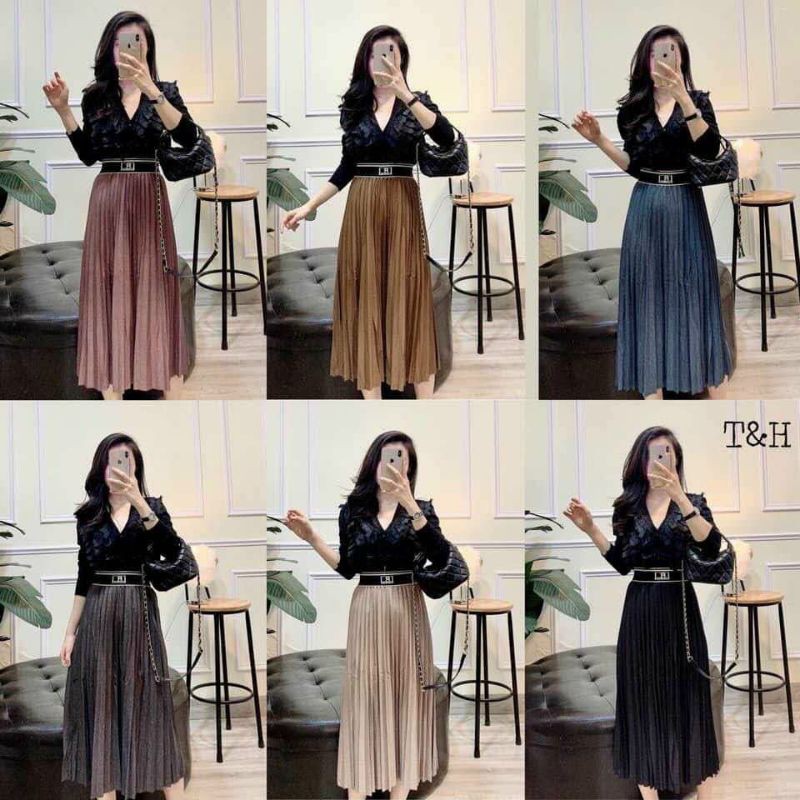 [Mã WASTUP giảm 10% tối đa 30K đơn 99K] Chân váy dập ly cạp chữ hàng QCL1 | BigBuy360 - bigbuy360.vn