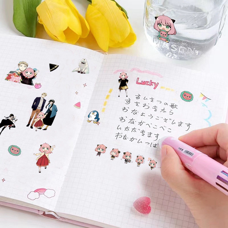 Set 6 Nhãn Dán Hoạt Hình SPY×FAMILY Trang Trí Sổ Tay/Laptop DIY