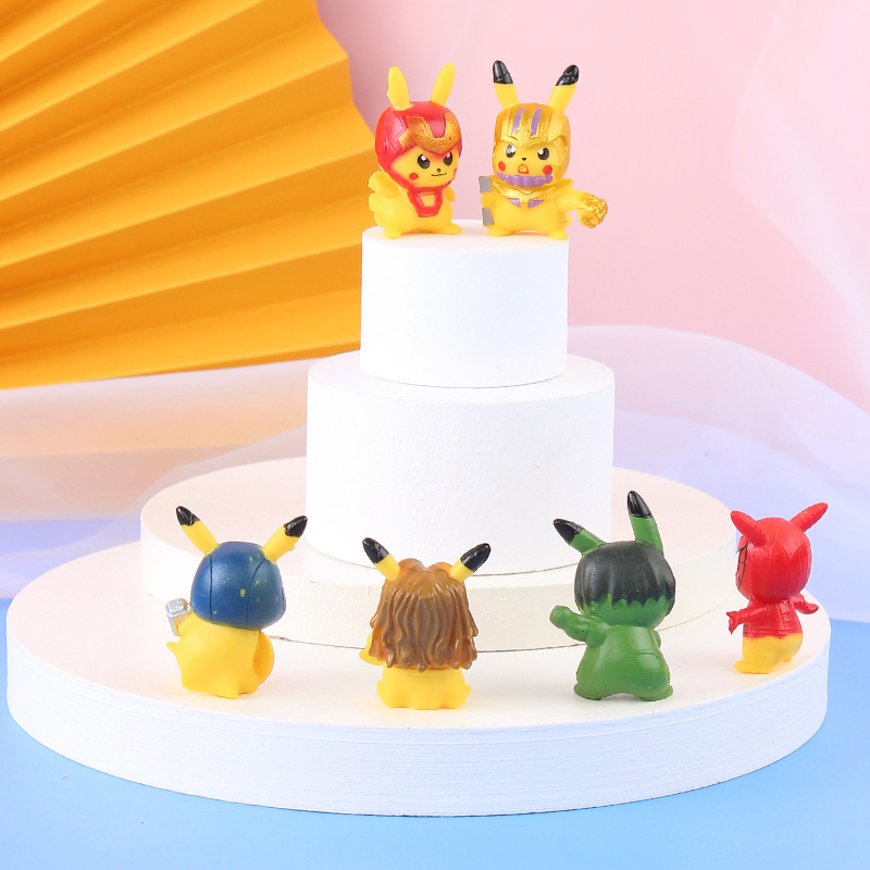 Set 6 mô hình Pikachu Marvel trang trí đáng yêu